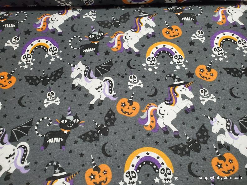 Halloween Unicorns Flannel Fabric By The Yard