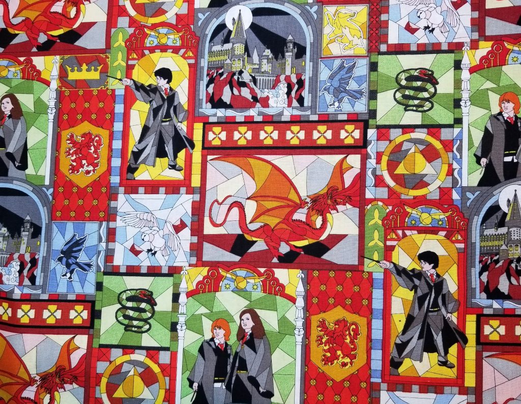Harry Potter Stained Glass Windows Cotton Fabric By The Yard