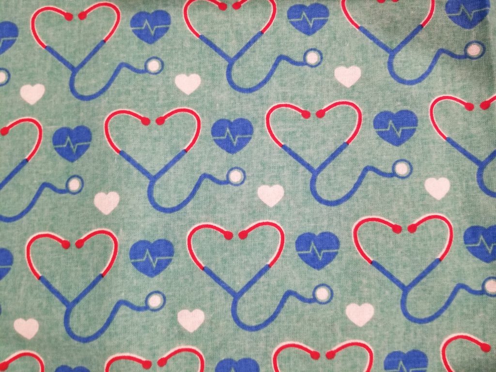Medical Hearts Nurse Doctor Healthcare Cotton Fabric By The Yard