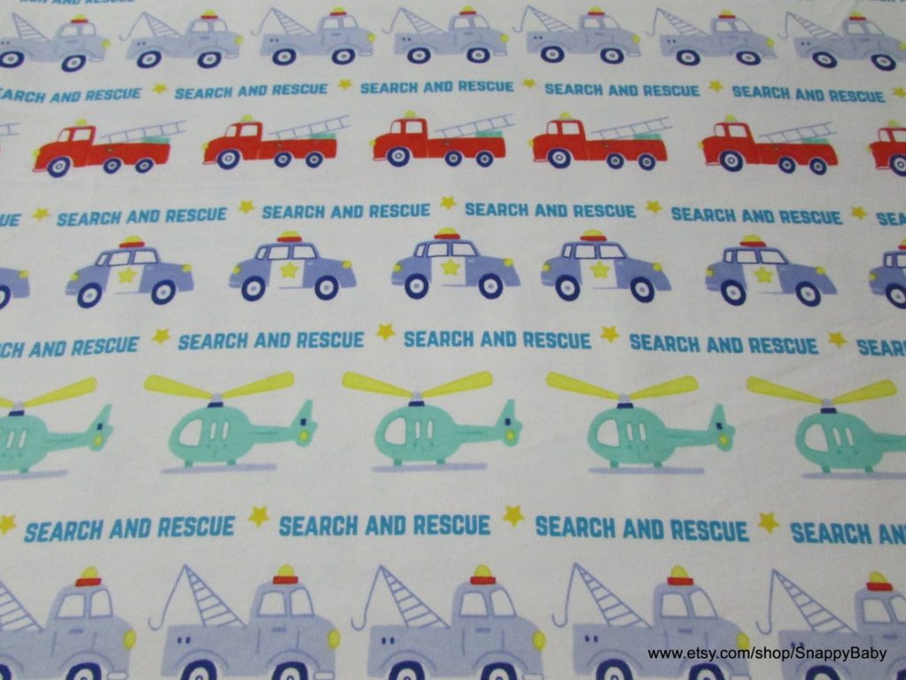 Search and Rescue cotton flannel fabric by the yard