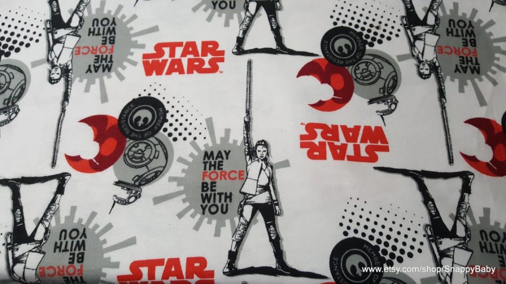 Star Wars VIII Rey and BB8 cotton flannel fabric by the yard