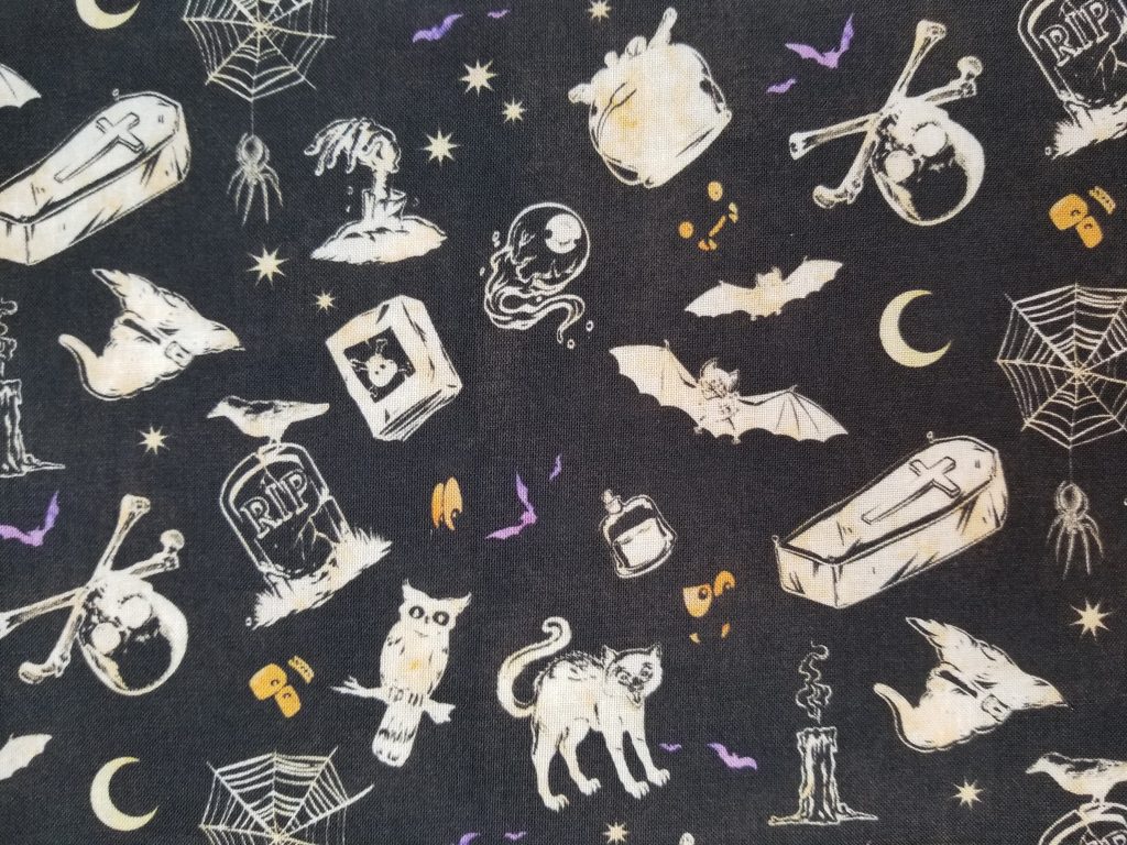 Halloween Oddities Props Gray Fabric Cotton By The Yard Elizabeths Studio 